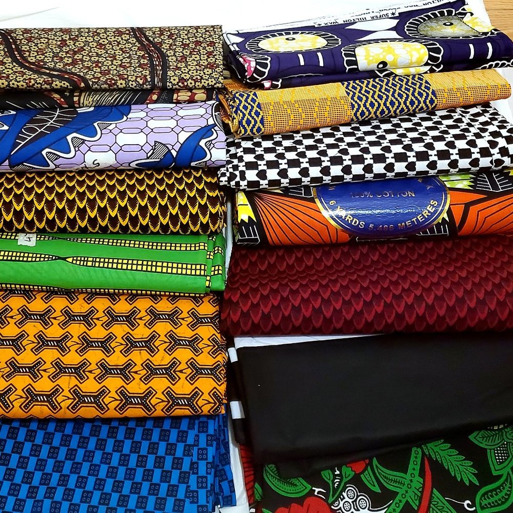 Assorted African Ankara Prints Fabrics  Grab Bag - (5Yards Total)